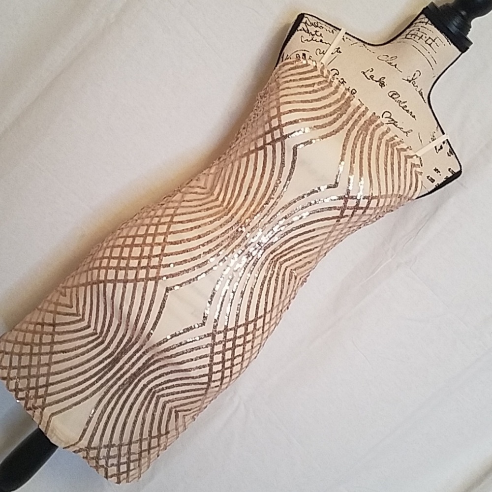 Cream and gold sequin rue21 dress